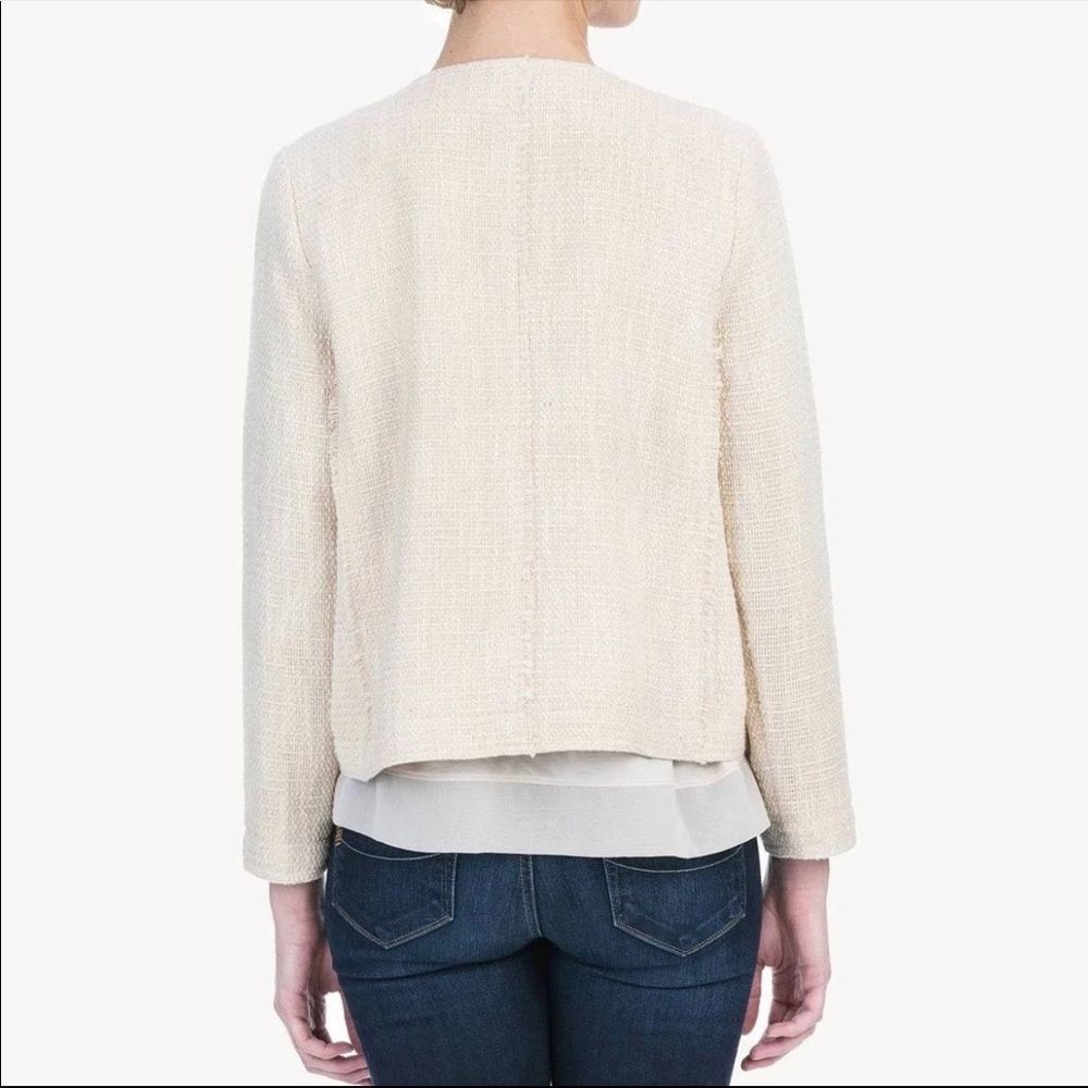 New Anthropologie Lilla P Women Tweed Long Sleeve Jacket Ivory - Picture 2 of 10